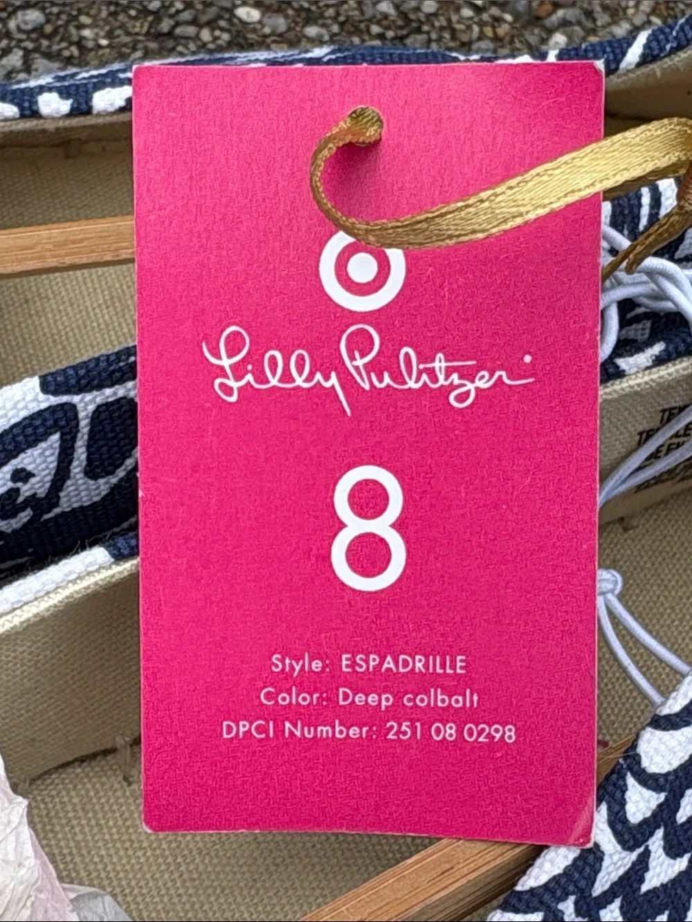 NWT Lily Pulitzer for Target Blue White & Gold Espadrilles Flats Size 8